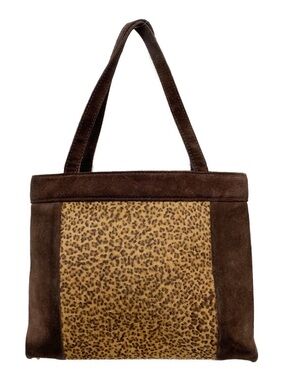 Bottega Veneta Vintage Brown Suede Shoulder Bag with Leopard Panel